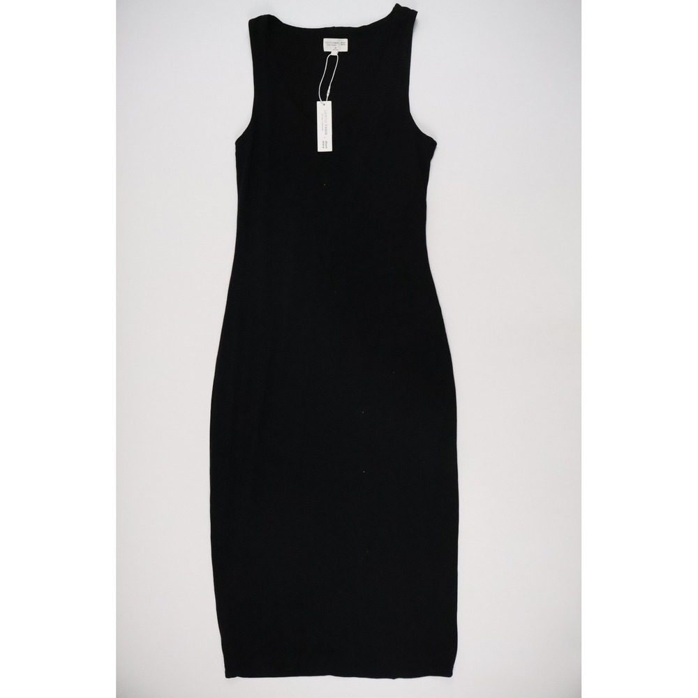 Gentle Fawn x Short Story Dress V-Neck Ribbed Midi Black Solid SP NWT